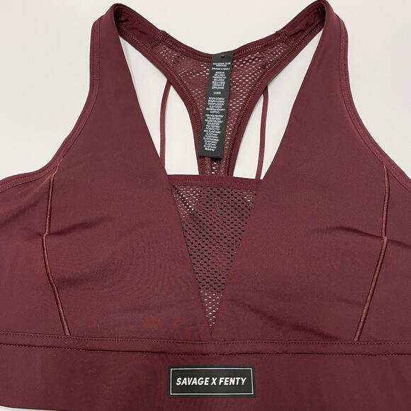 Savage X Fenty RACER X SPORTS BRA Size L Wine Night Purple Medium Impact NEW - Picture 3 of 10